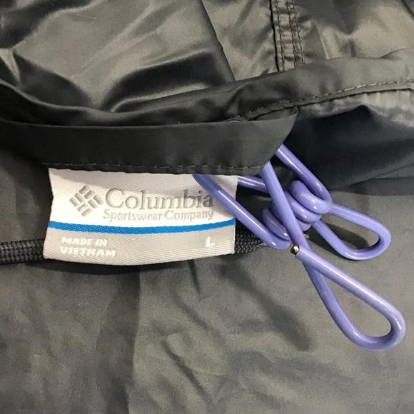 Columbia Lightweight Hooded Rain Jacket Windbreaker Black L - Picture 3 of 8